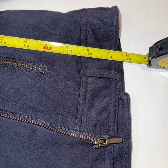 Blank Noir Faux Suede Navy Moto Jacket S - Picture 16 of 17